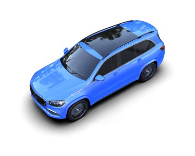 Beyaz arka planda modern bir araba. 3d oluşturma