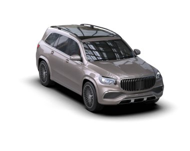 Gümüş renkli spor araba - 3 boyutlu illüstrasyon