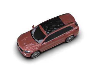 Beyaz arka planda kırmızı modern cip arabası. 3d oluşturma.