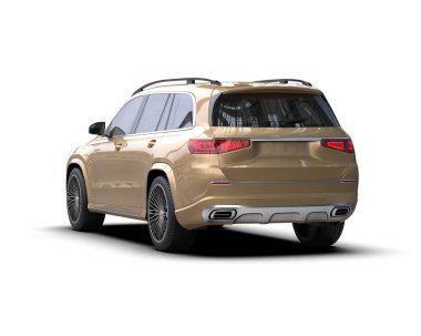 Beyaz arka planda lüks SUv 3 boyutlu görüntüleme