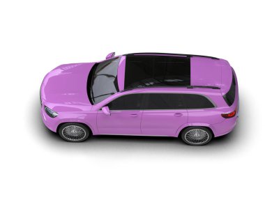 Pembe lüks modern araba beyaz arka planda izole edilmiş. 3d oluşturma.
