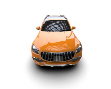 turuncu modern spor araba - 3 boyutlu illüstrasyon çizimi