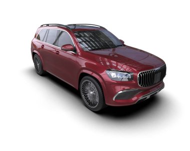 Kırmızı lüks SUV arabası. 3d oluşturma