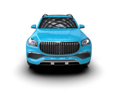 mavi modern araba beyaz üzerine izole edilmiş