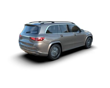Beyaz arka planda 3D lüks SUV görüntüleme
