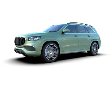 Beyaz arka planda modern lüks SUV arabası. 3d oluşturma