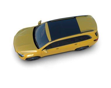 Beyaz yüzeyde sarı modern araba