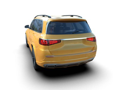 Beyaz arka planda sarı bir araba. kenar