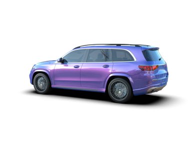 Mor SUV arabası. Beyaz arka planda modern bir araba. 3d oluşturma.