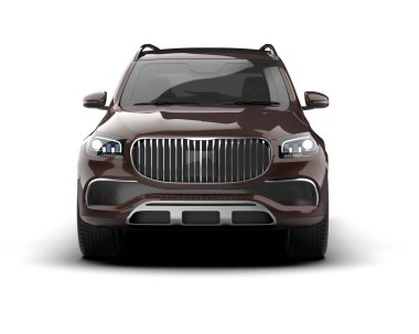 Beyaz arka planda lüks bir SUV arabası. 3 boyutlu.