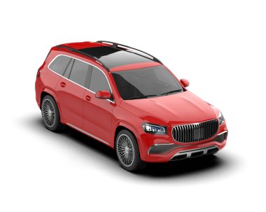 Kırmızı SUV arabası. 3d oluşturma