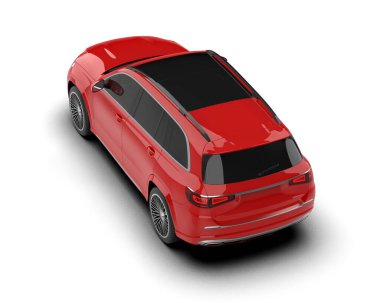 Beyaz arka planda izole edilmiş kırmızı bir arabanın 3 boyutlu resmi