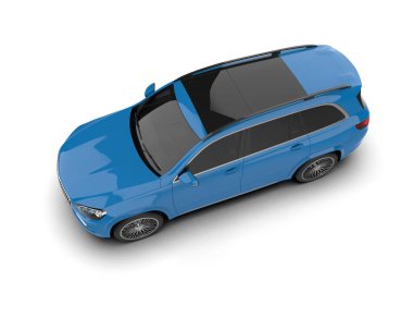 modern mavi araba 3D görüntüleme