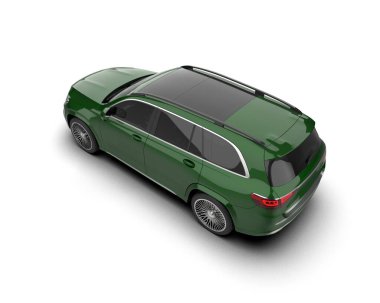 Beyaz arka planda izole edilmiş yeşil modern lüks araba.