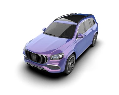 Modern şehir arabası beyazdan izole edilmiş. Gölgeli 3D illüstrasyon.