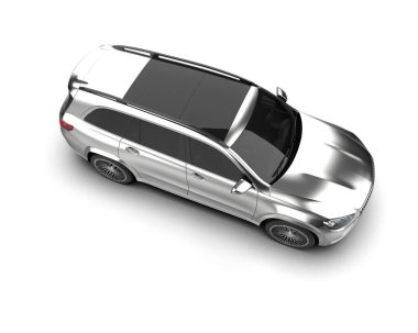 Yansımalı beyaz arkaplanda izole edilmiş araba