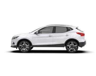 Beyaz arka planda bir araba cipi. 3d oluşturma