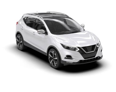 beyaz modern SUv beyaz arka planda izole edildi