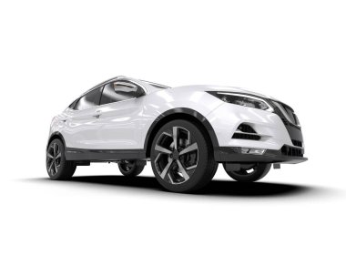 siyah beyaz çizgileri olan modern beyaz araba - 3 boyutlu illüstrasyon