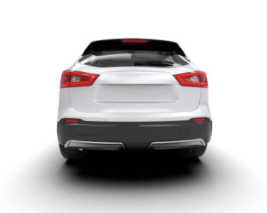 Beyaz arka planı olan siyah bir SUV. 3d oluşturma