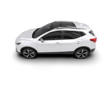 Beyaz araba arka planda izole edilmiş. 3D görüntüleme - illüstrasyon