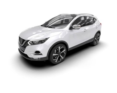 Beyaz arka planda beyaz bir araba. yüksek kaliteli resimleme