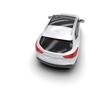 Beyaz arka planda izole edilmiş gerçekçi bir araba. 3 Boyutlu Hazırlama.