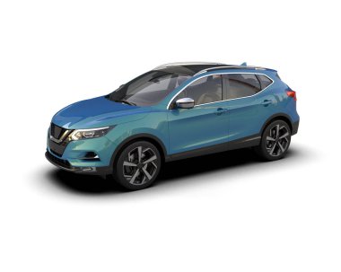 modern araba beyaz arka planda izole edildi. 3 boyutlu çizim - illüstrasyon