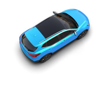 Beyaz arka planda bir araba. 3d illüstrasyon