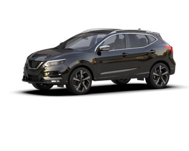 beyaz arka planda modern kompakt araba - 3 boyutlu görüntüleme