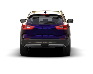 Modern araba beyaz bir arka planda izole edilmiş, cam bir yüzeyi ve güzel bir manzarası var. 3d oluşturma.