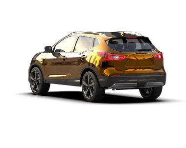 Beyaz arka planda yansımalı modern SUV arabası. 3d illüstrasyon