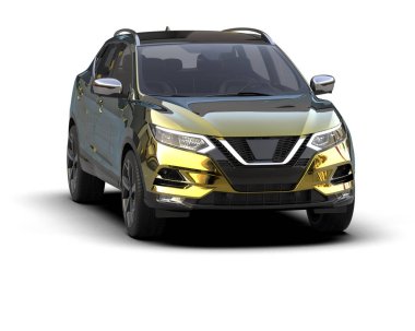 Siyah arka planı olan bir araba. 3d oluşturma