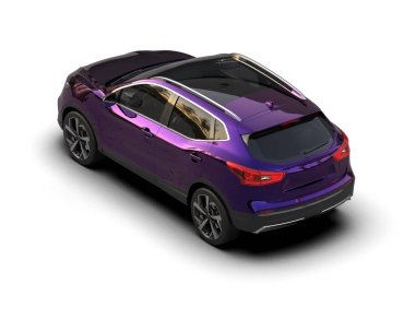 Beyaz arka planda izole edilmiş modern bir arabanın 3 boyutlu daha az jenerik konsepti