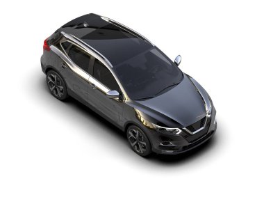 Siyah ve gri çizgileri olan beyaz arka planda modern araba - 3 boyutlu görüntüleme