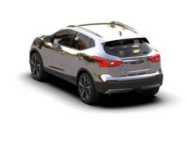 Beyaz izole edilmiş arka planda 3D siyah araba görüntüleniyor