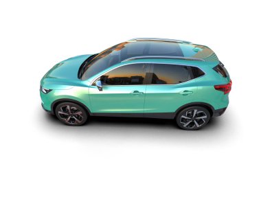 Modern şehir arabası arka planda izole edilmiş. 3 Boyutlu Hazırlama