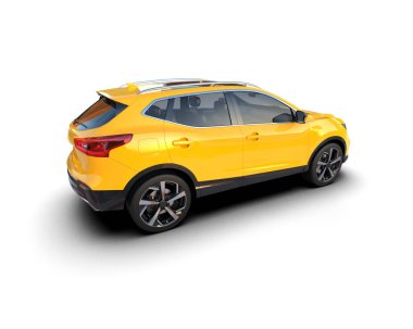 küçük şehir arabası beyaz arkaplanda izole edildi, ön görünüm