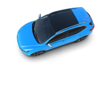 Mavi elektrikli otomobil - arkadan görünüm