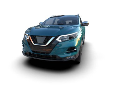 Arka planda lüks bir araba var. 3D görüntüleme - illüstrasyon