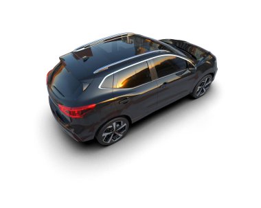 Stüdyo ortamında markasız bir SUV 'un 3 boyutlu çizimi