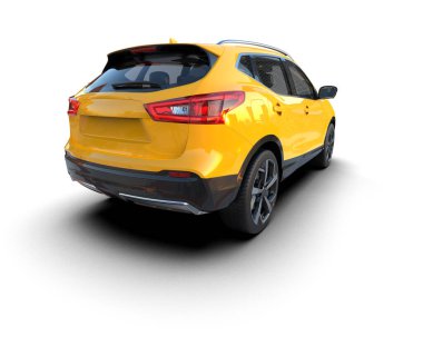 Sarı modern kompakt araba. araba yan görünümü.