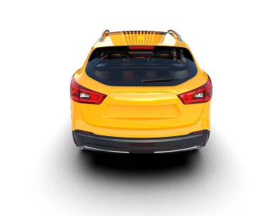 Beyaz arka planda bir araba. 3d illüstrasyon