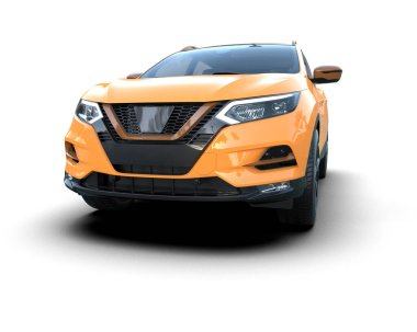 Beyaz arka planda modern kompakt araba. araba - 3D görüntüleme