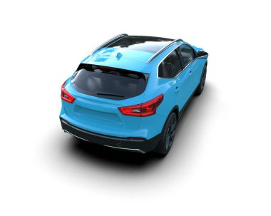 Beyaz arka planda modern bir araba. 3d oluşturma