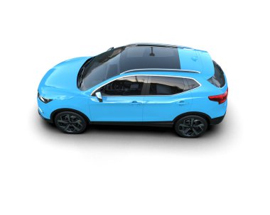 Beyaz arka planda bir araba. 3d oluşturma