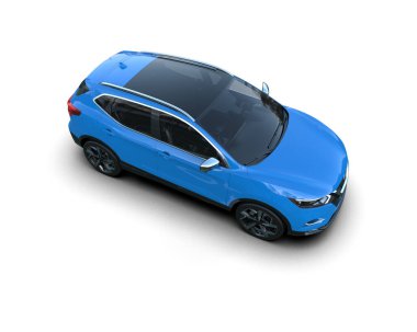 mavi spor araba - 3D illüstrasyon