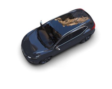 Siyah modern araba. Kendi tarafınız için siyah ekranı var.