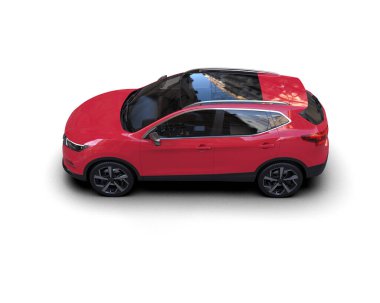 Siyah ekranlı modern kırmızı araba.