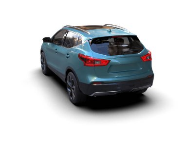 Beyaz arka planda gölgesi olan modern araba.